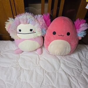 Squishmallows‎ Archie Axolotl & Caparinne Bigfoot Plush Lot 10”-12” Kellytoy